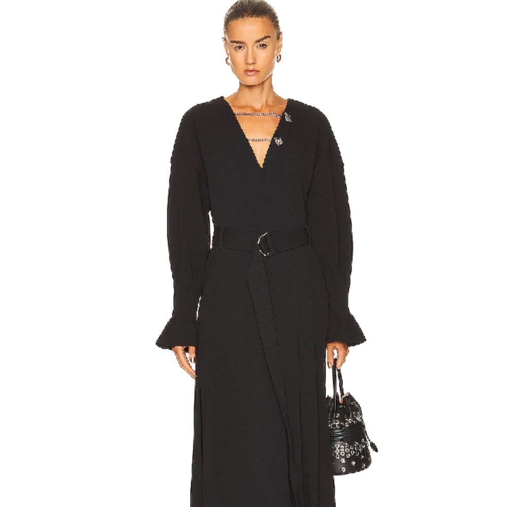 Saks Potts Black Long Sleeve Belted Maxi Dress